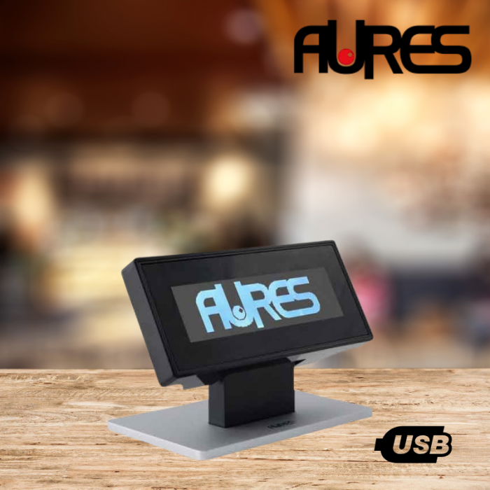 Afficheur client AURES OCD300 reconditionné USB 2x20 caractères